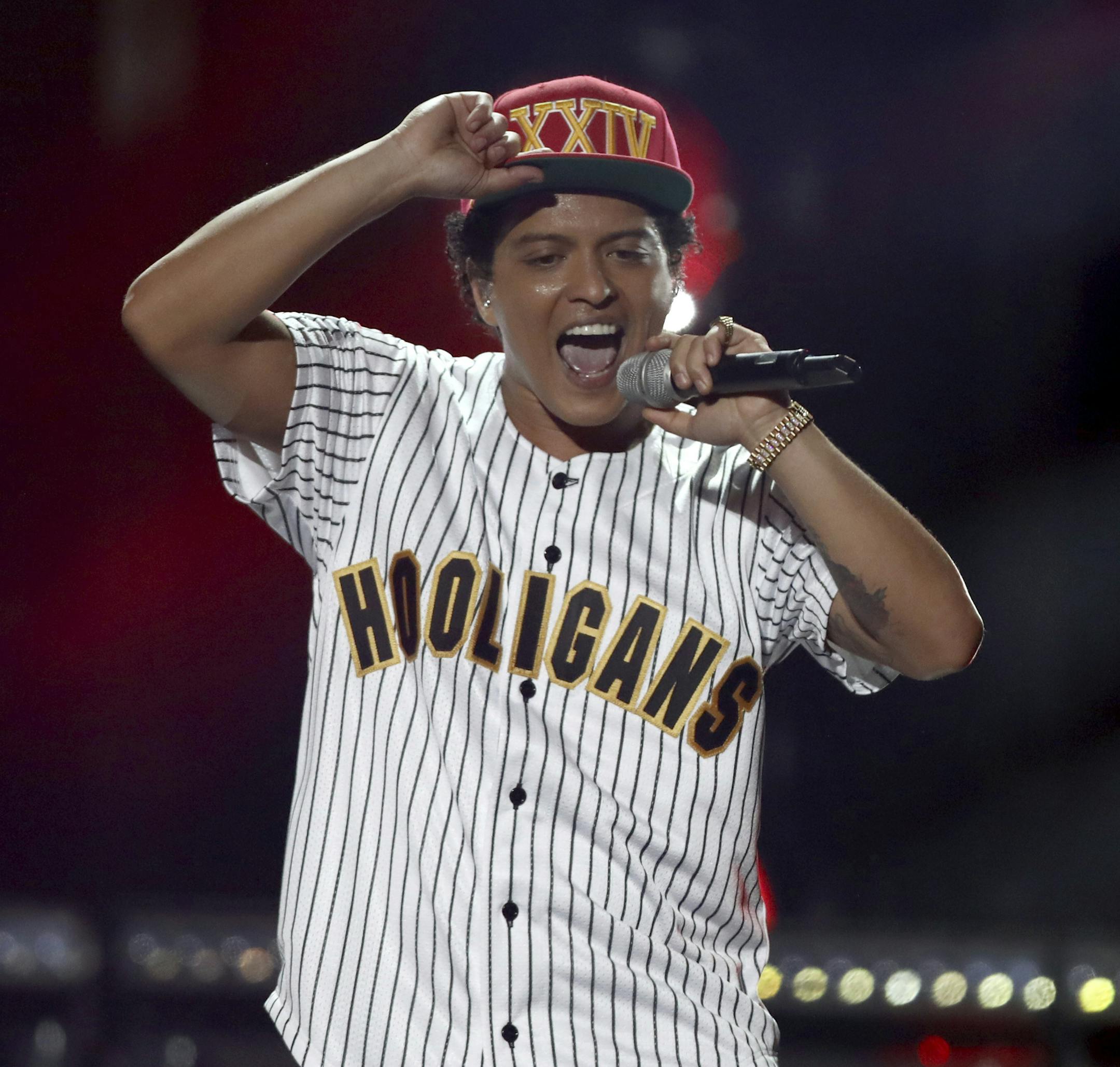 Bruno Mars performs "Perm" at the BET Awards at the Microsoft Theater on Sunday, June 25, 2017, in Los Angeles. (Photo by Matt Sayles/Invision/AP) ORG XMIT: INVW