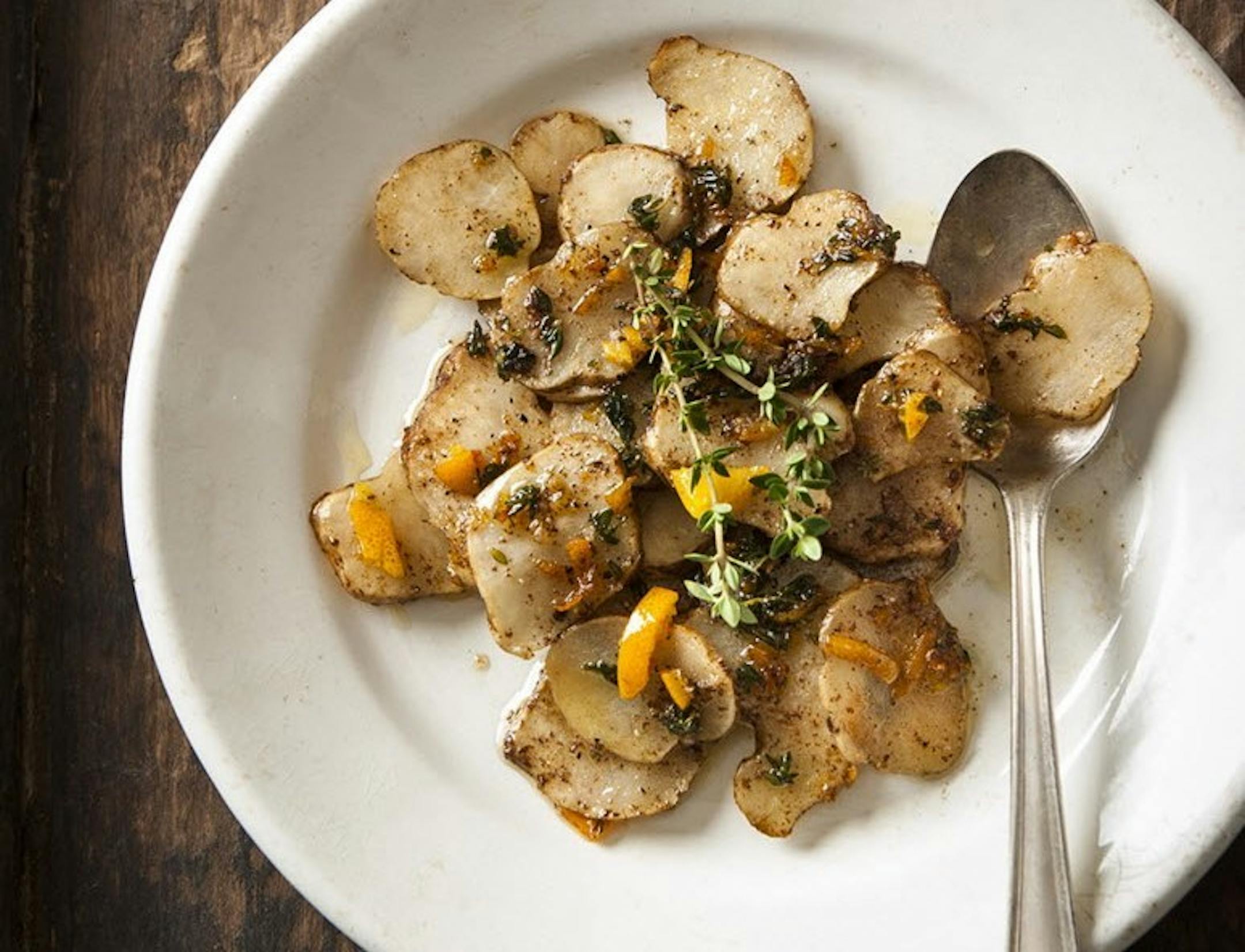 Sunchokes in Browned Butter With Thyme and Tangerine