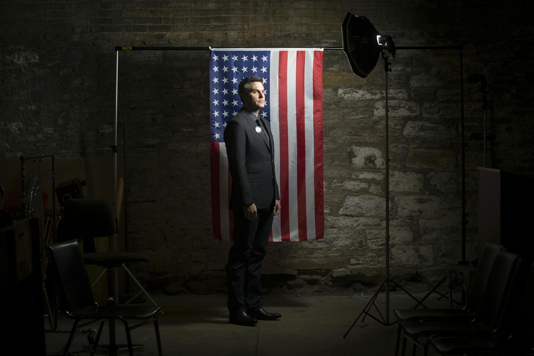 Pulitzer Prize winning composer Kevin Puts is pictured in the prop room next to the Minnesota Opera Rehearsal Space.