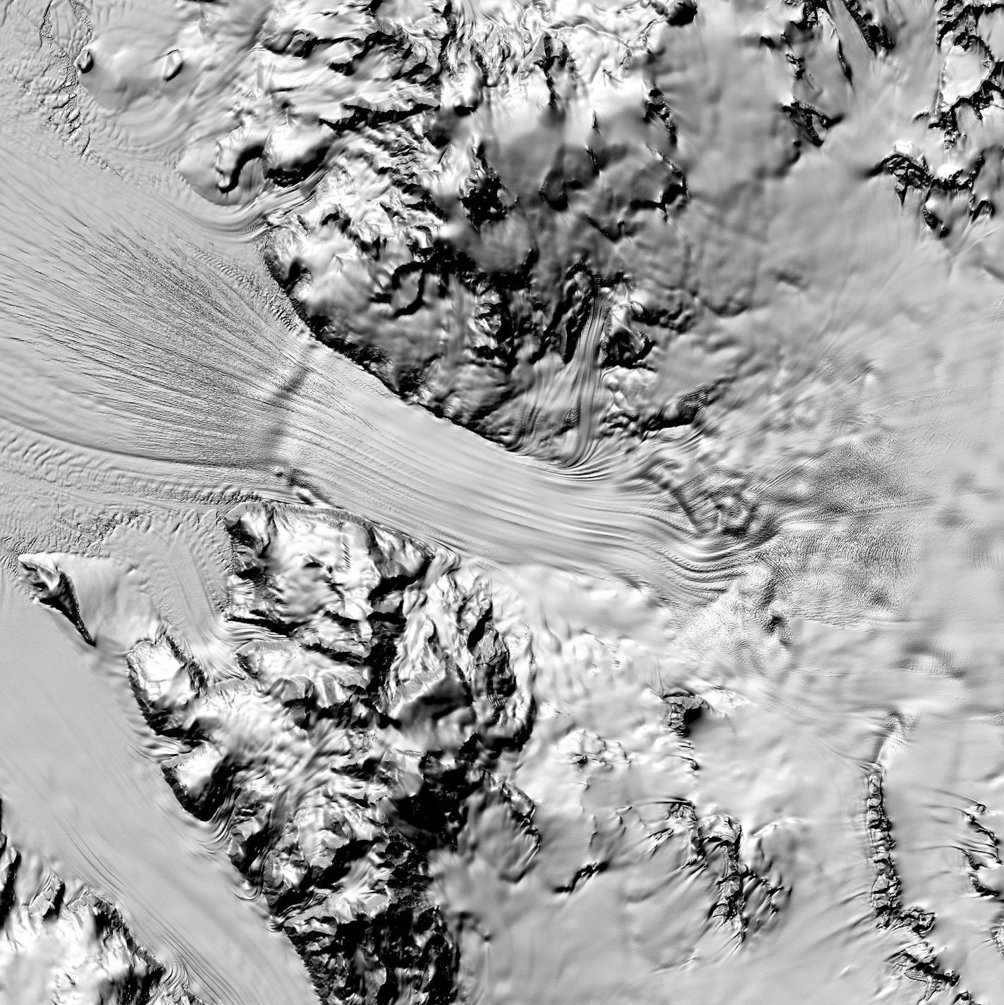 In an undated image provided by the agency, a detail from new map of Antarctica created by the National Geospatial-Intelligence Agency. The Reference Elevation Model of Antarctica is the product of six years of work and is a dramatic improvement over existing maps. (National Geospatial-Intelligence Agency via The New York Times) -- FOR EDITORIAL USE ONLY --