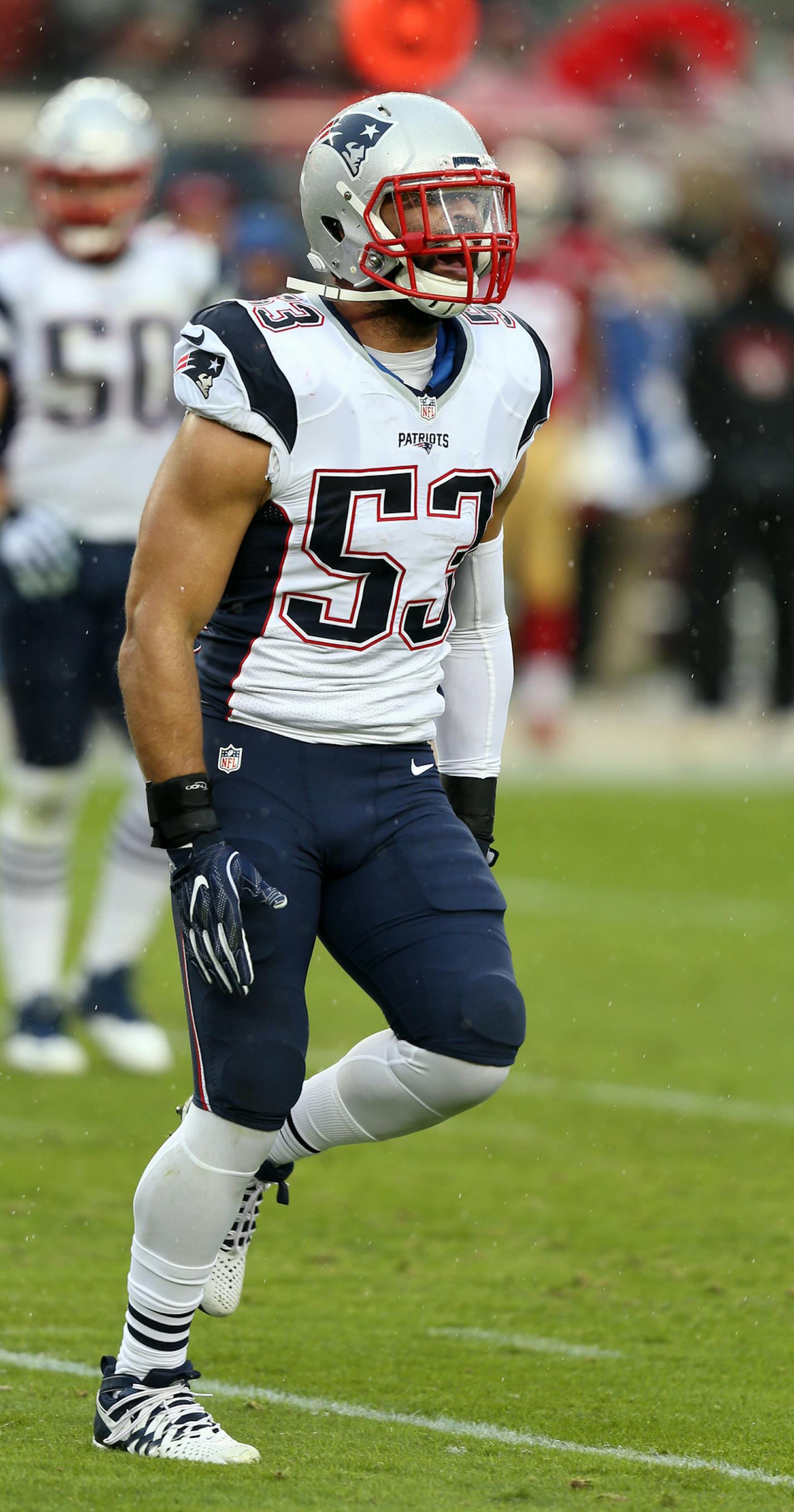 New England Patriots linebacker Kyle Van Noy in action against the San Francisco 49ers during an NFL football game Sunday, Nov. 20, 2016, in Santa Clara, CA. The Pats won 30-17. (Daniel Gluskoter/AP Images for Panini) ORG XMIT: DGCA101