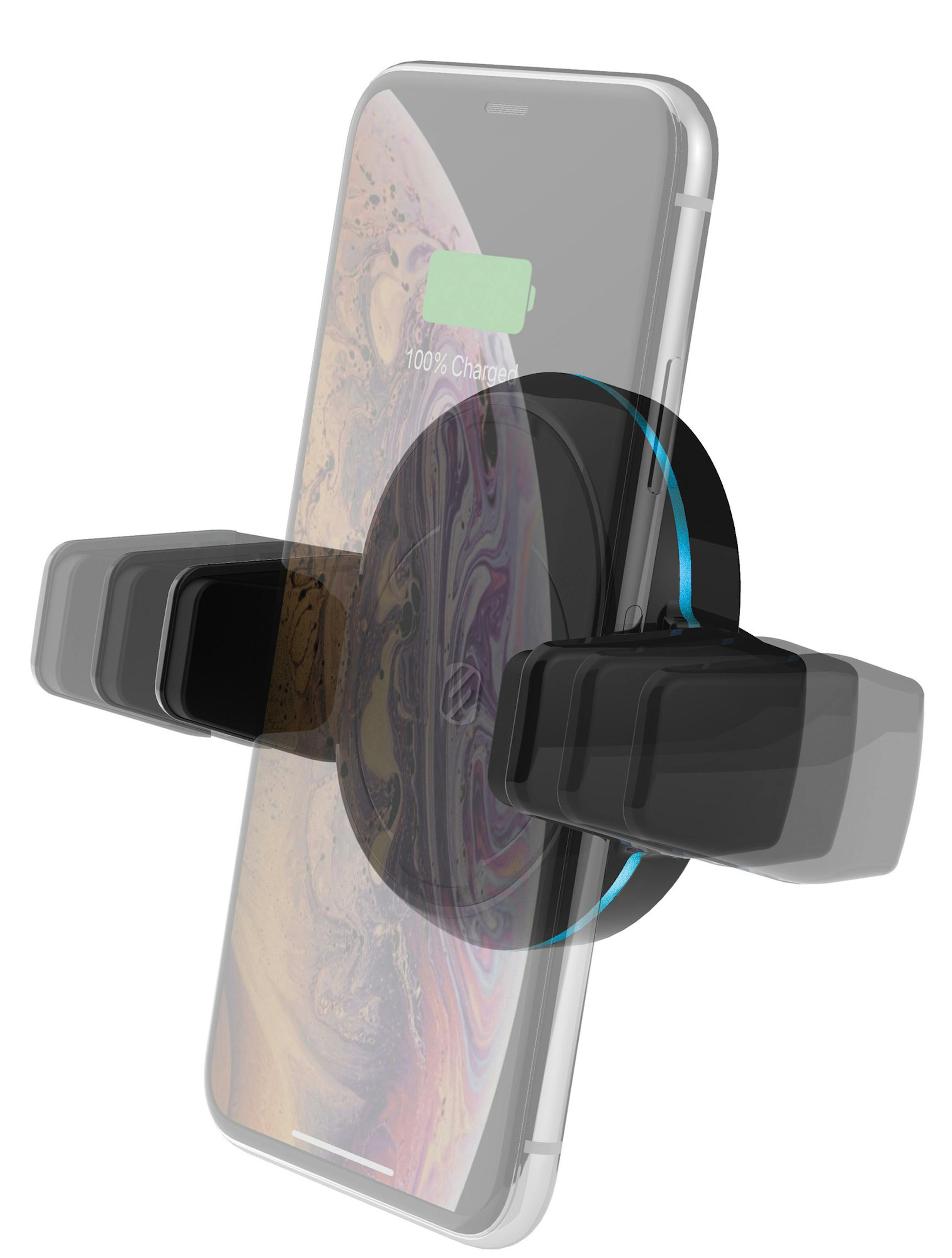 The Scosche MagicGrip window/dash wireless charging auto-grip mount is removable and reusable.