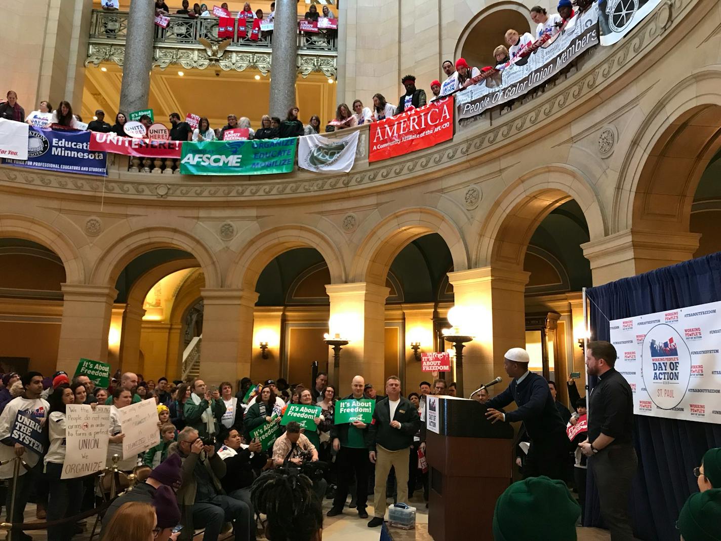 Faith leaders got the crowd pumped up Saturday at a rally at the State Capitol in St. Paul.