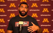 Gable Steveson addresses the media in September 2021 when he delayed entering WWE for one extra college season.



Gable Steveson press conference
