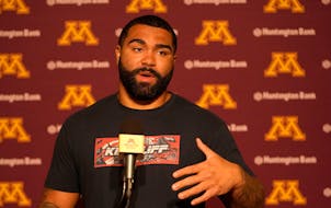 Gable Steveson addresses the media in September 2021 when he delayed entering WWE for one extra college season.