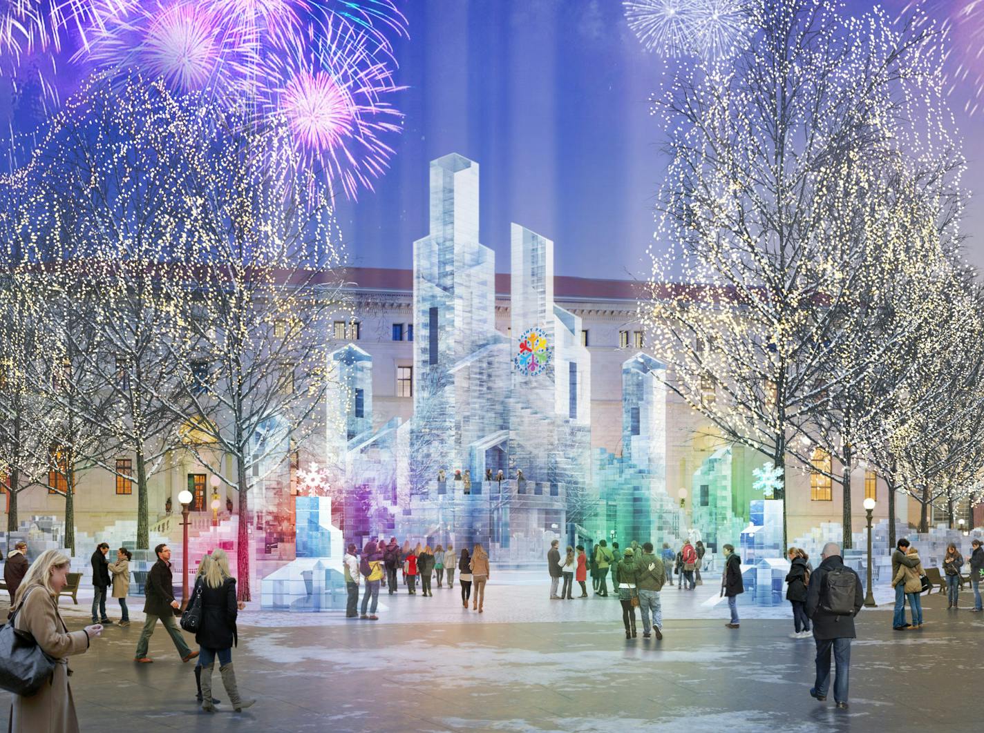 An $800,000 Winter Carnival ice palace will go up in downtown St. Paul's Rice Park soon after ice-cutting begins Tuesday.