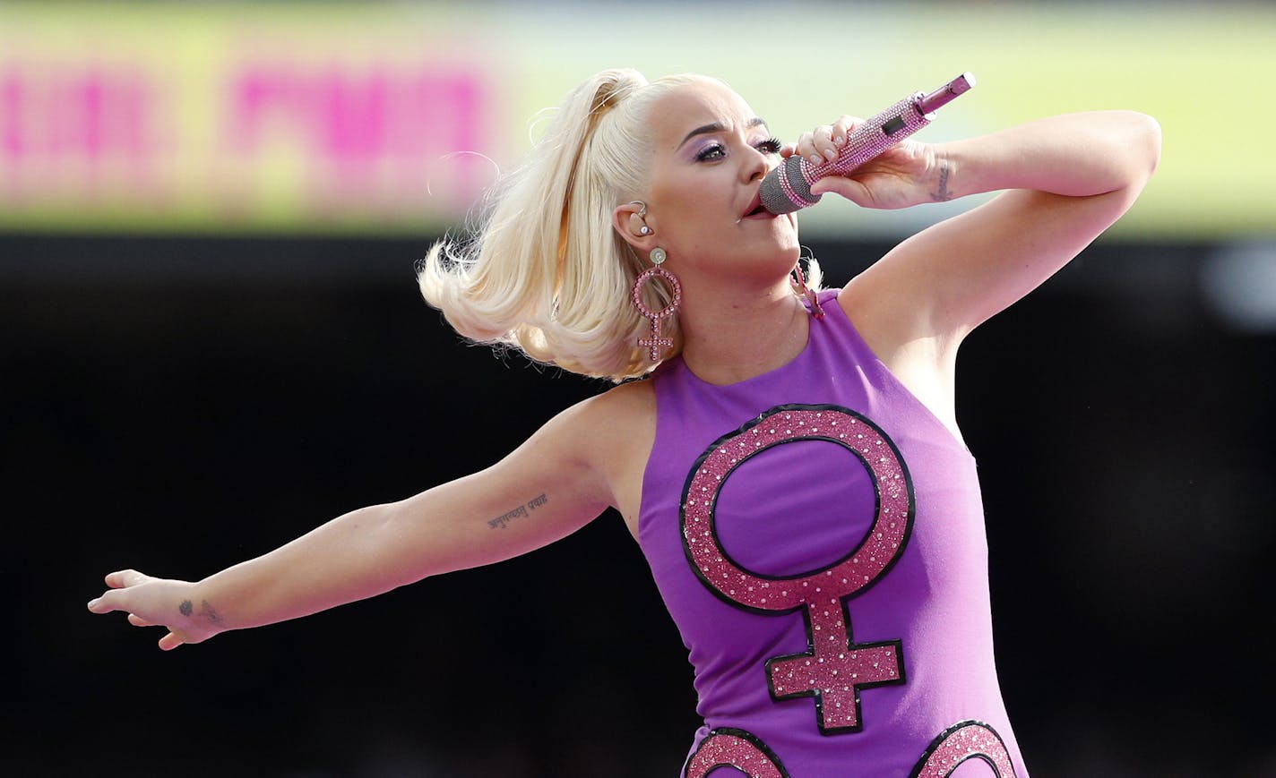 FILE - Katy Perry performs prior to the Women's T20 World Cup cricket final match between Australia and India in Melbourne March 8, 2020. Perry's latest album "Smile" will be released on Friday, Aug. 28. (AP Photo/Asanka Ratnayake, File)