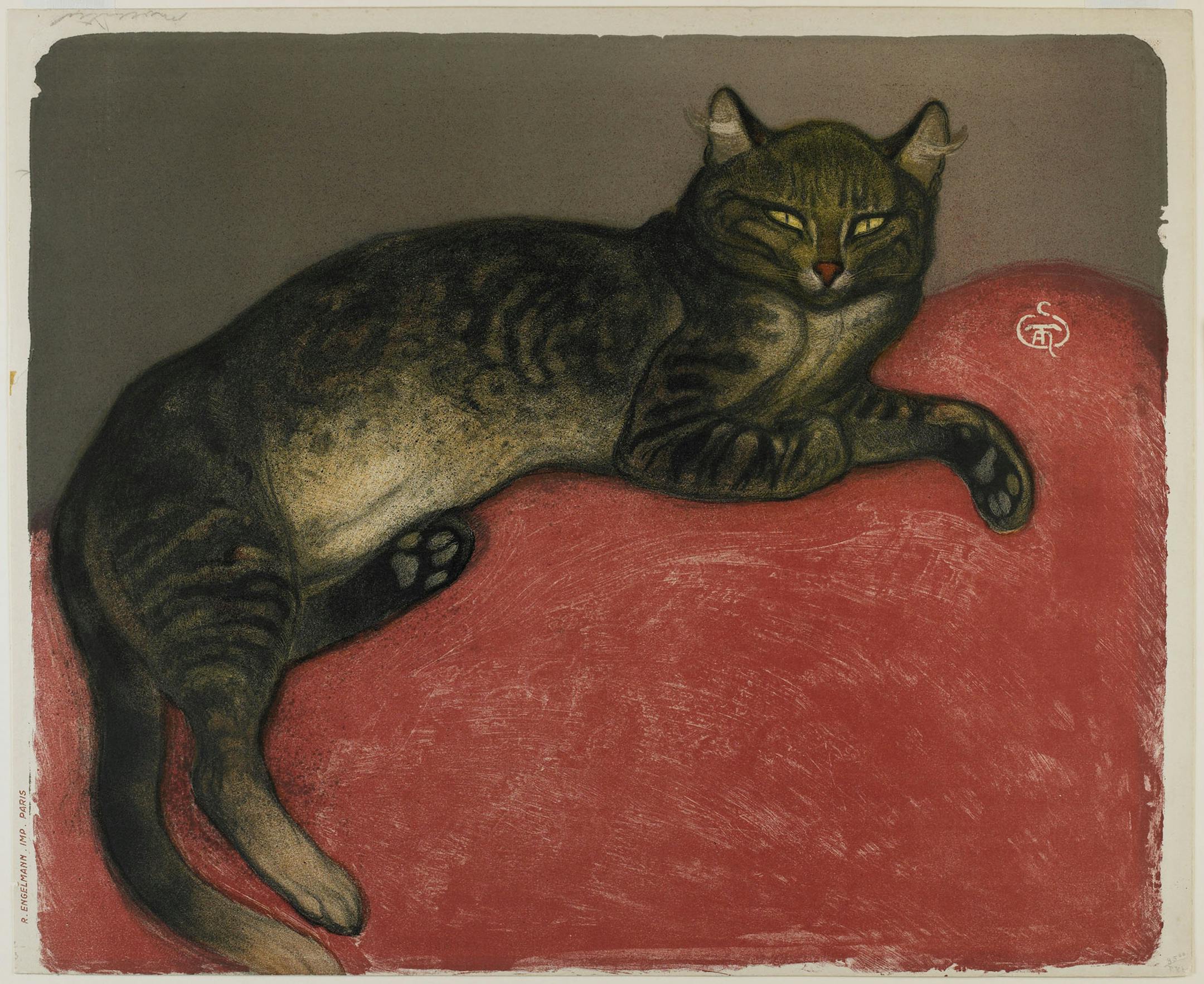 "Winter: Cat on a Cushion," 1909 Theophile-Alexandre Steinlen Color lithograph The Ethel Morrison Van Derlip Fund Minneapolis Institute of Arts ORG XMIT: 42259