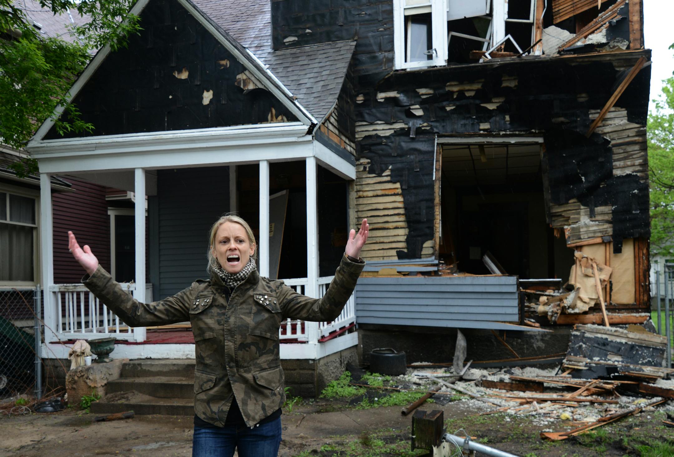 Nicole Curtis, host of cable show "Rehab Addict," gave an impassioned defense of old houses Wednesday, while trying to stop a demolition crew from tearing down 1925 Park Av. S. in Minneapolis. The demolition got underway and she was screaming for it to stop.