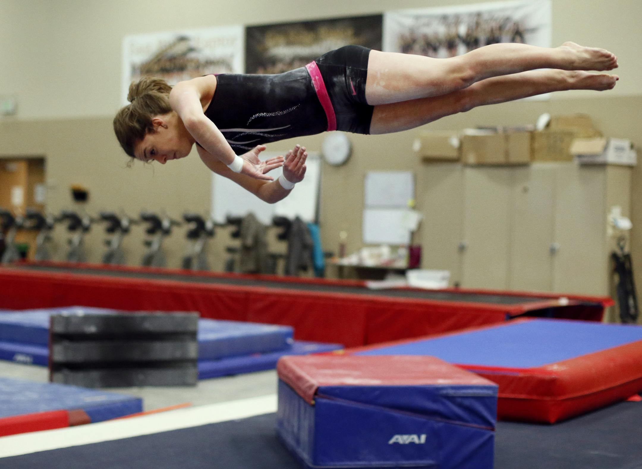 Wren Anderson of East Ridge gymnastics team during practice Monday January 26, 2015 Woodbury, MN.] Jerry Holt/ Jerry.Holt@Startribune.com