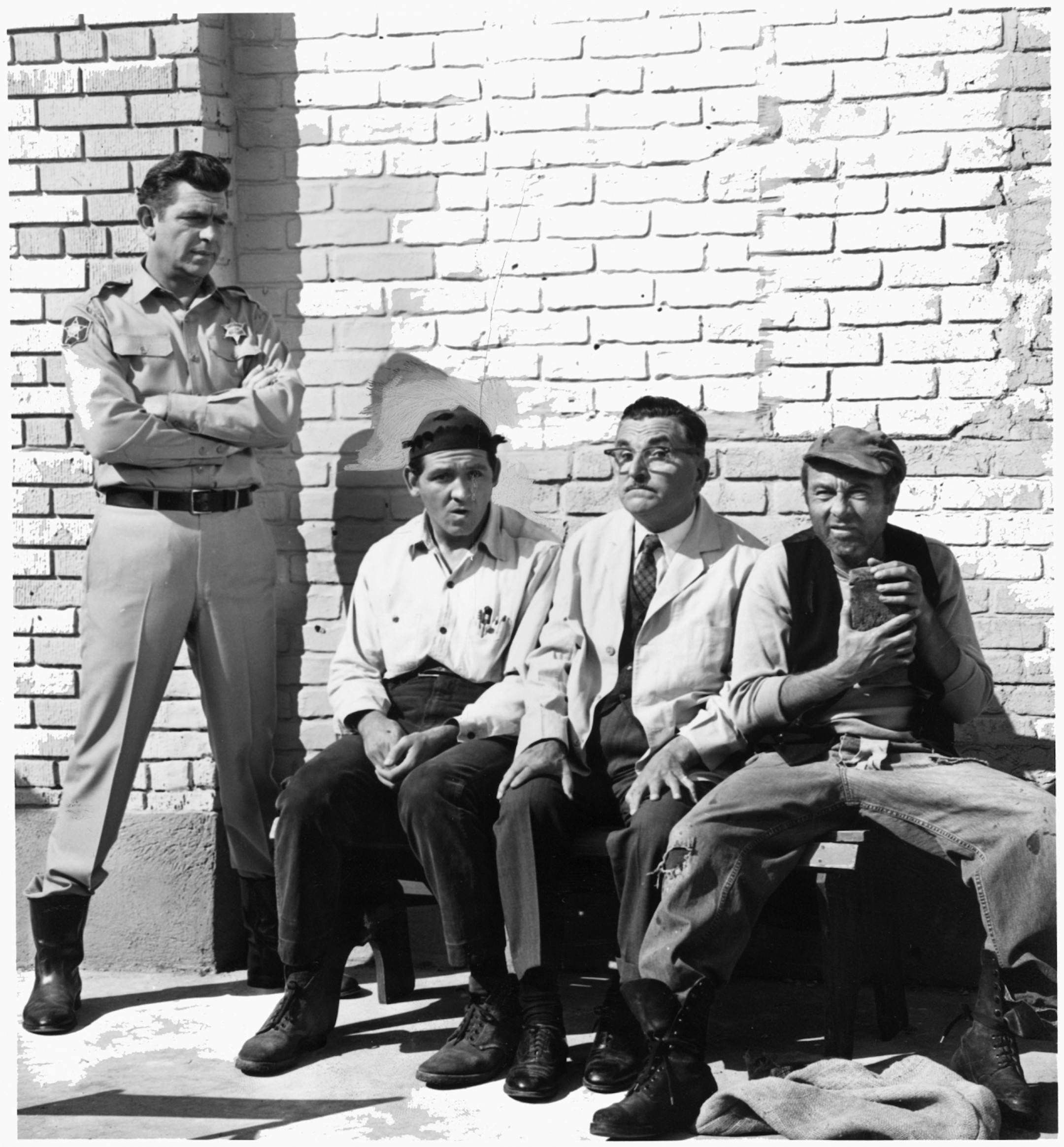 Andy Griffith, George Lindsey, Howard McNear, and Howard Morris in "The Andy Griffith Show."