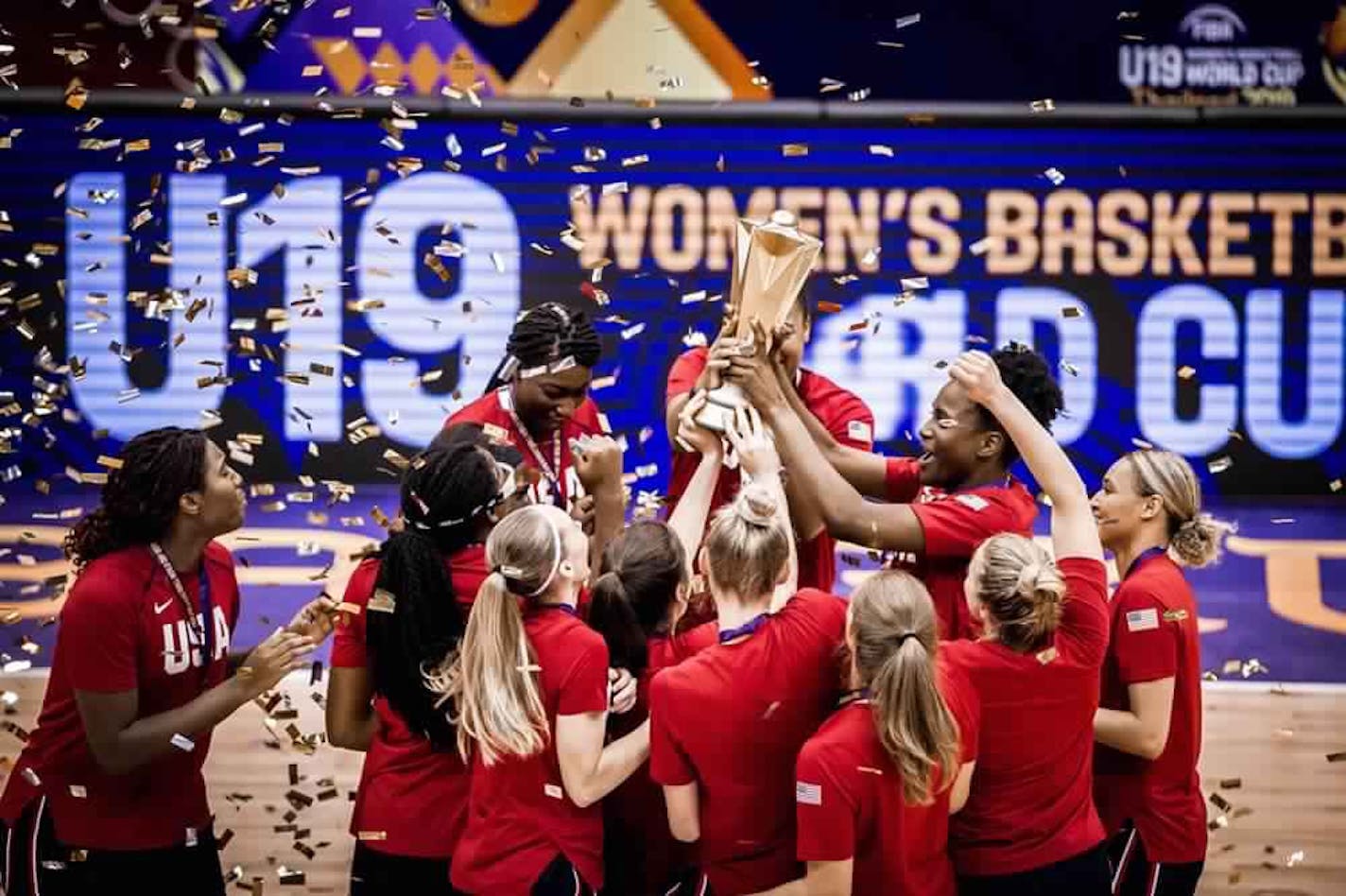 The U.S. under-19 women's basketball team celebrated its gold-winning performance.