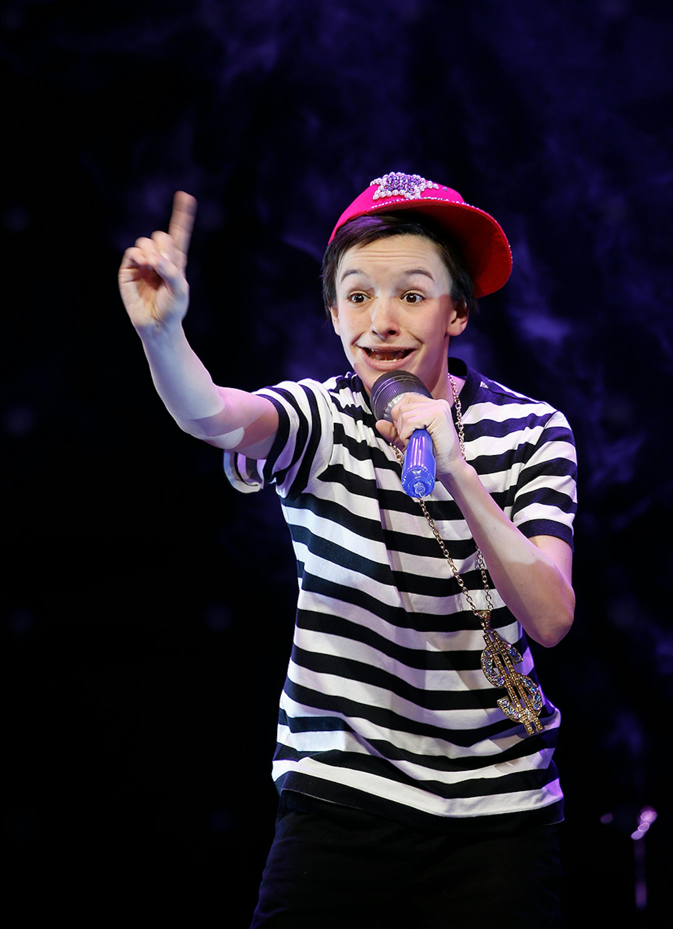 Greg, played by Ricky Falbo, in the Diary of a Wimpy Kid the Musical.