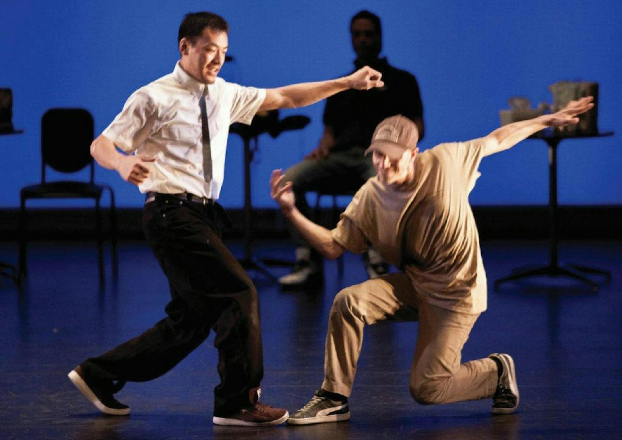 Dancer StepChild (Charles Thorstad) and choreographer B-Boy J-Sun (Jason Noer) shined on stage at the Cowles Center on Friday night.