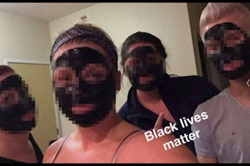 A racist Snapchat is being investigated by the University of North Dakota. (The identities of all those involved have been blurred in this image.)