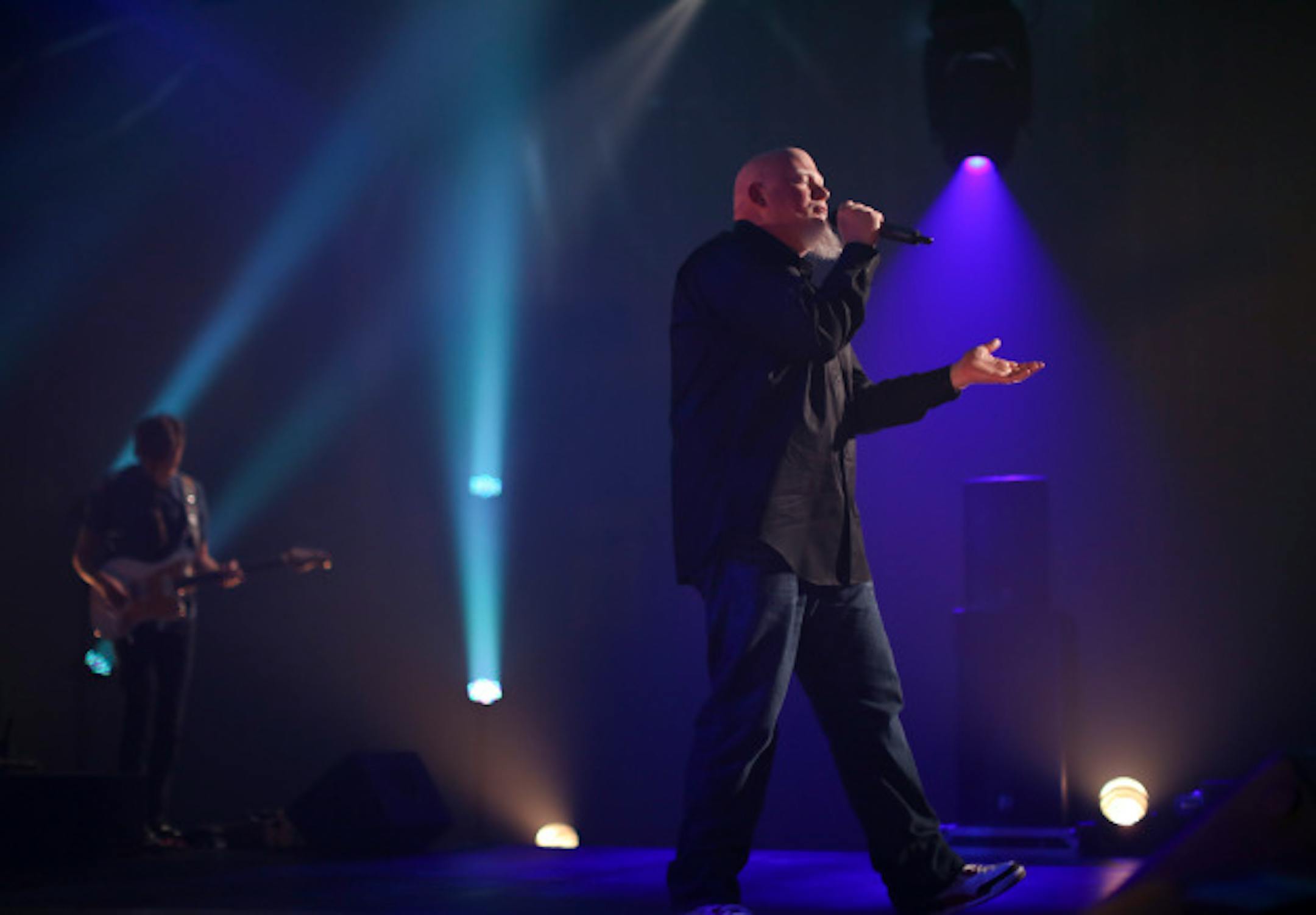 Brother Ali lit up for the TV cameras at the TPT Studios in St. Paul for the second episode of "Lowertown Line," which will air in September. / Jeff Wheeler, Star Tribune