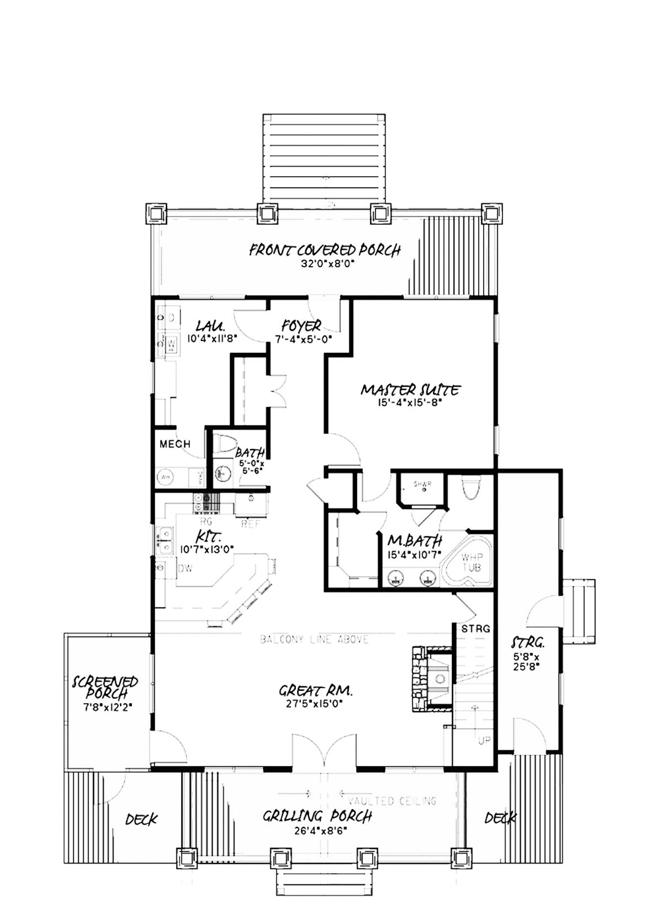 Home plan: Overflow of outdoor living on three porches and two decks