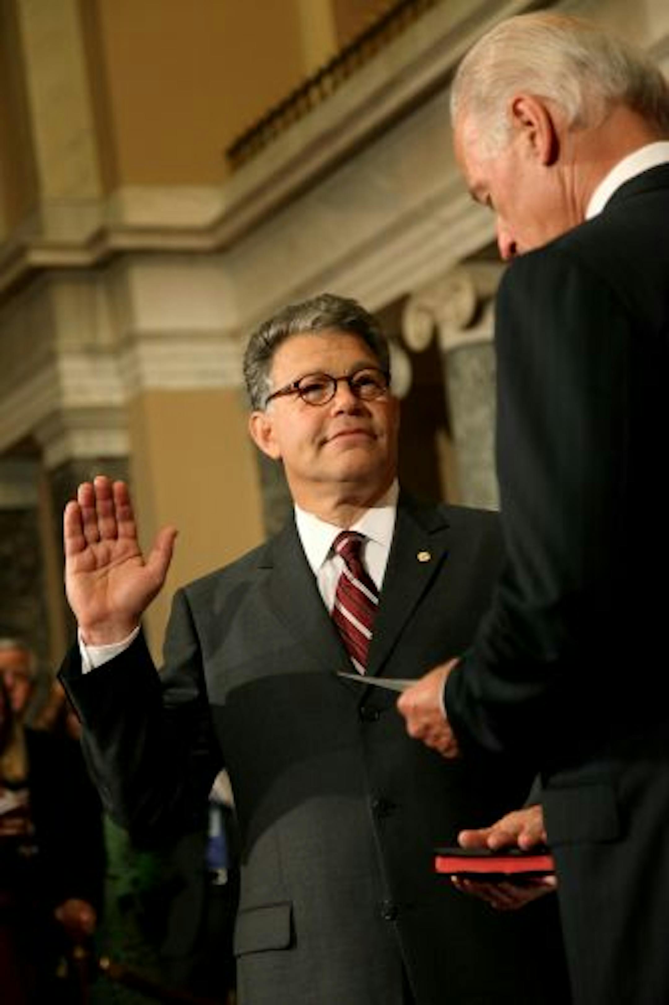 Al Franken was sworn in as U.S. senator from Minnesota Tuesday, July 7, 2009, by Vice President Joe Biden in the old Senate Chambers of the U.S. Capitol.
