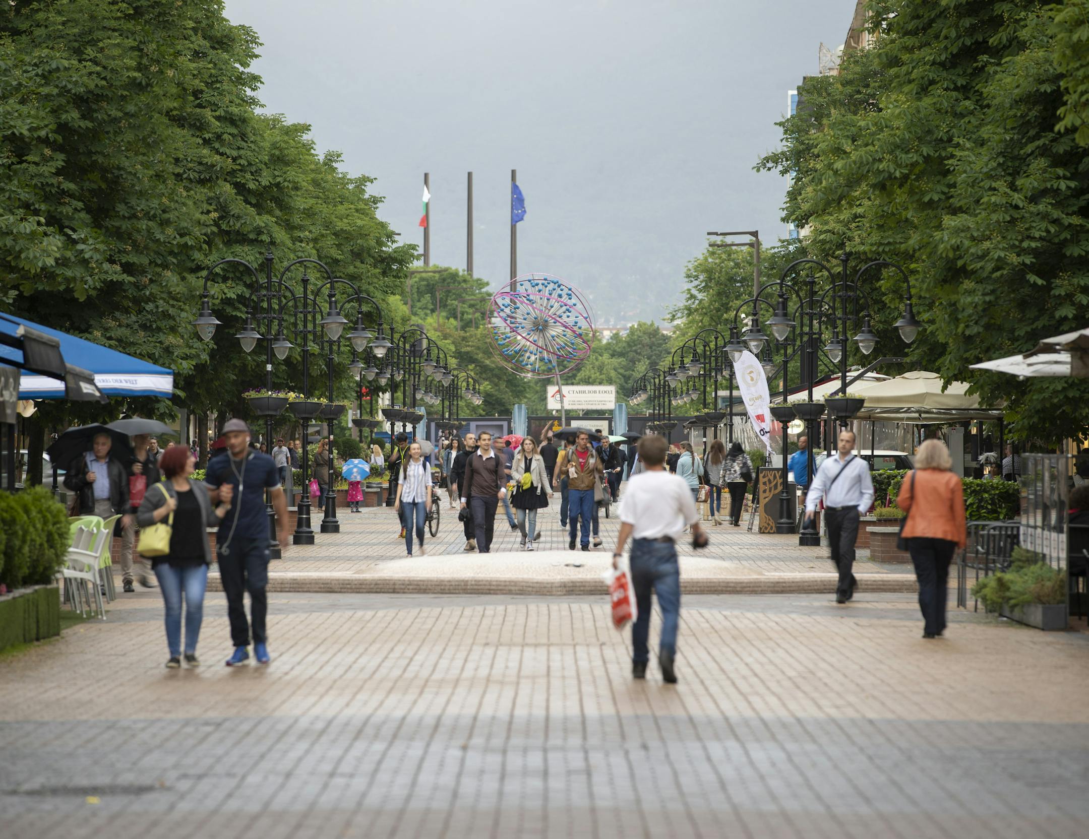 Pedestrians move along Vitosha Boulevard in Sofia, Bulgaria, on May 15, 2018. MUST CREDIT: Bloomberg photo by Jasper Juinen.