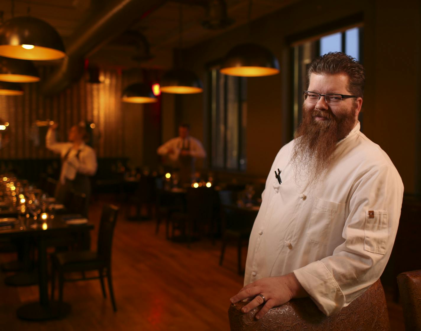 Chef Mike DeCamp in the dining room at Monello, the new restaurant in the Hotel Ivy in downtown Minneapolis.