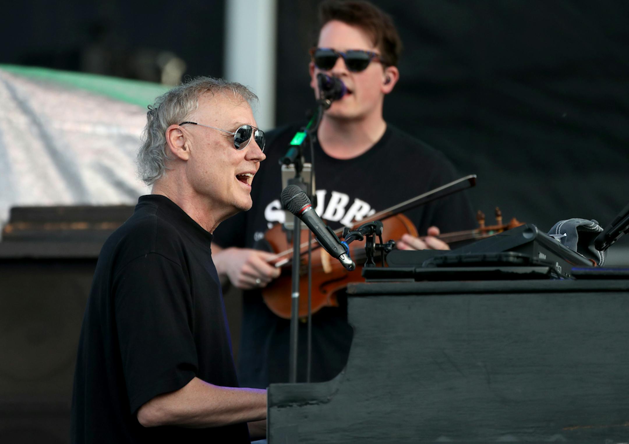 Bruce Hornsby played the piano as he jammed with his band while playing the amphitheater at Treasure Island Casino in 2017.