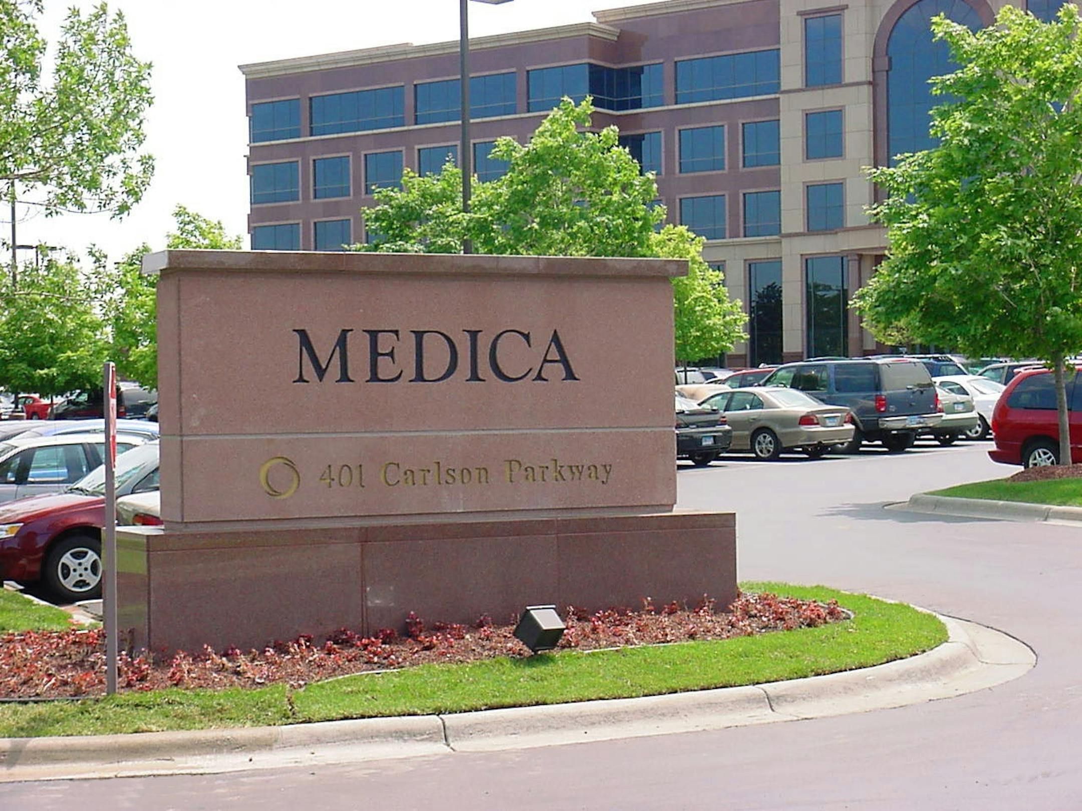 Sign outside Medica headquarters in Minnetonka.