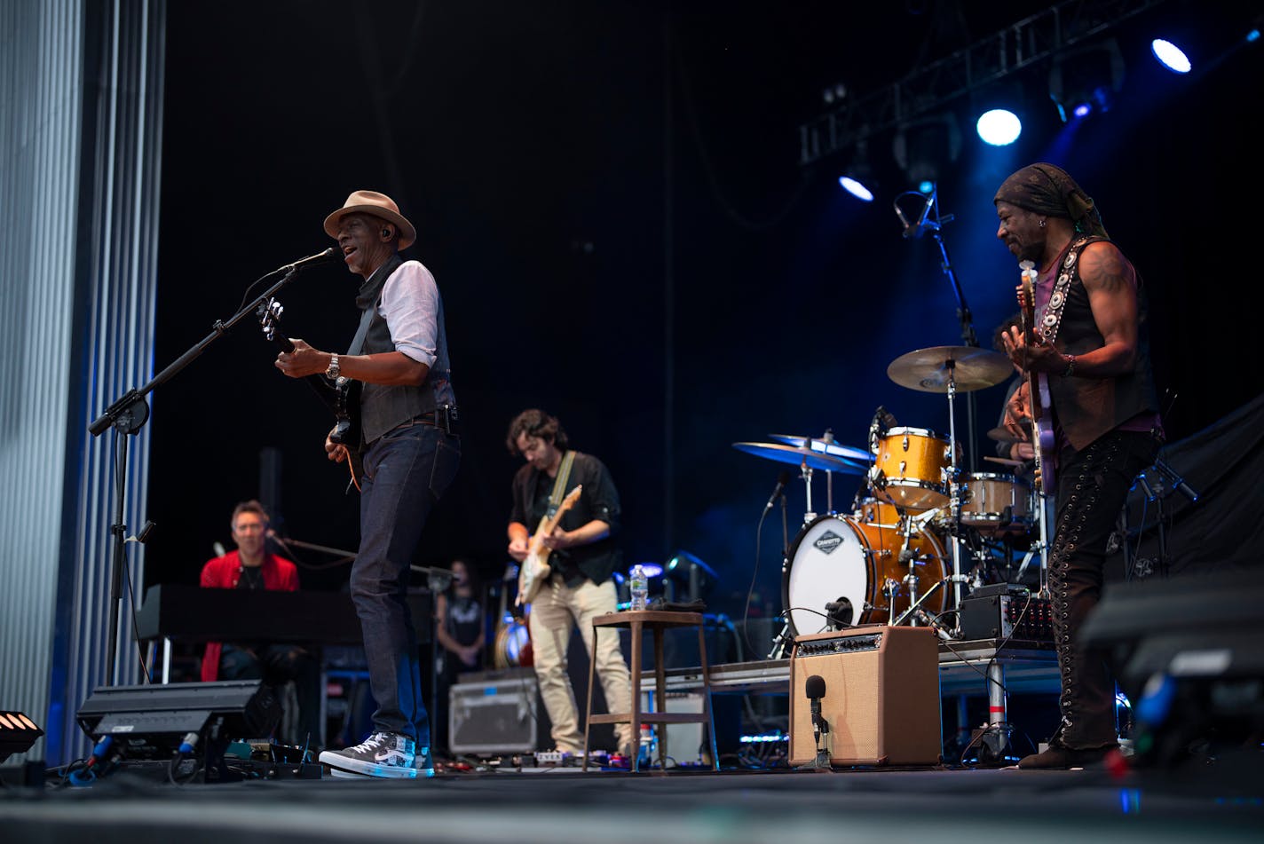 Blues guitarist and singer Keb' Mo' performed early in his set in support of Sheryl Crow at The Ledge Amphitheater in Waite Park, Minn. Tuesday.