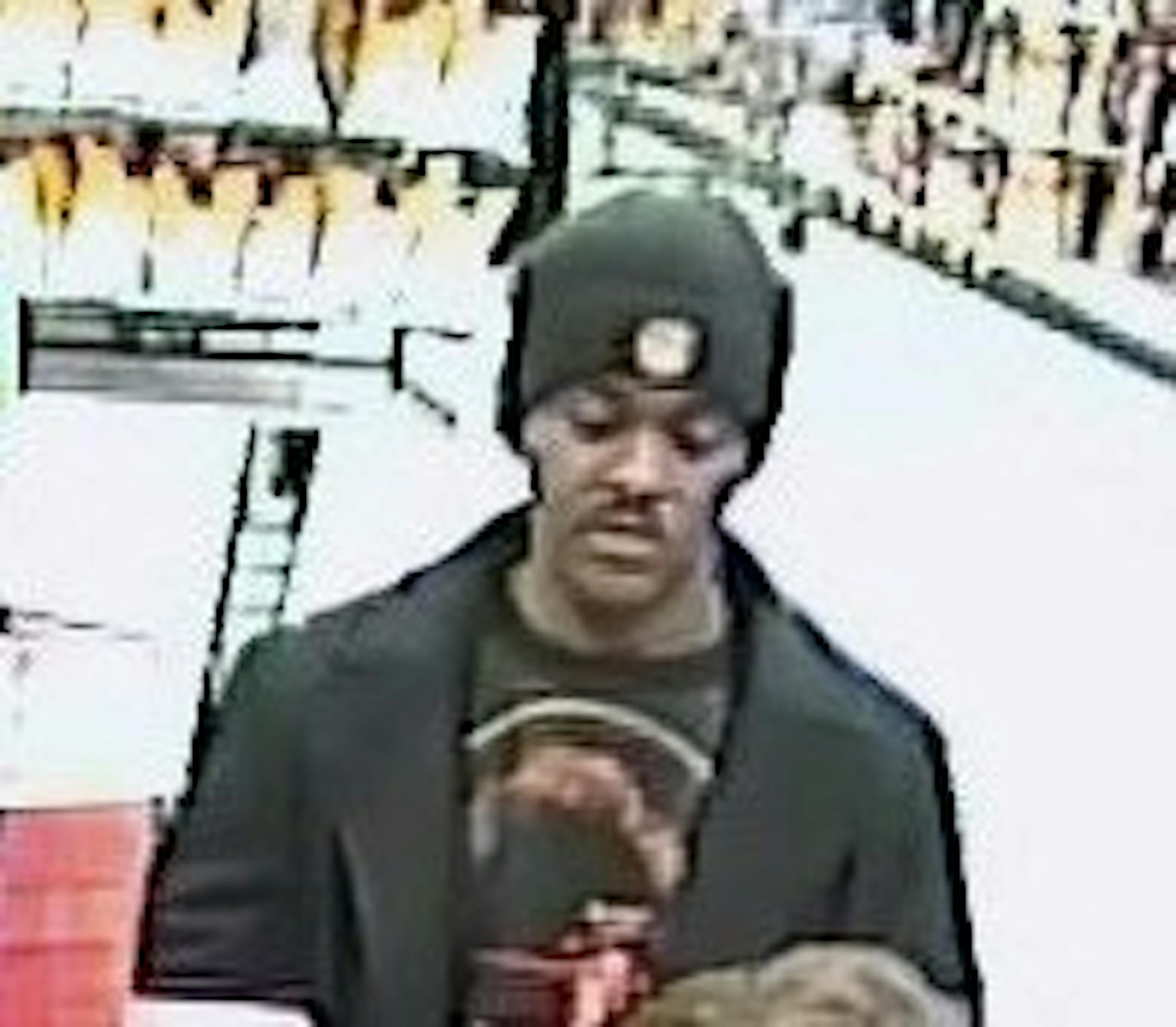 This surveillance image shows the bank robber.