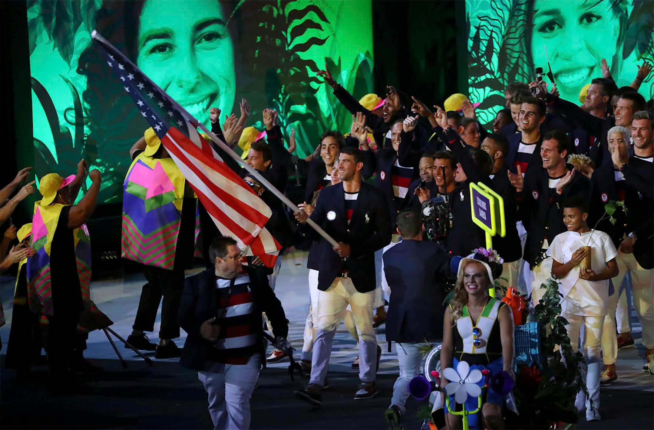 U.S.A.'s Michael Phelps carried the flag through Maracan� Stadium during the opening ceremony of the 2016 Summer Olympic Games.