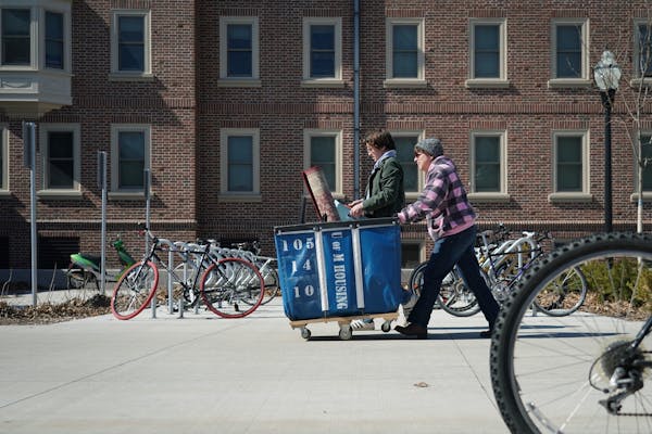 Students and their families were seen moving out of campus housing at the University of Minnesota on Tuesday, March 17, 2020. On campus classes moved 