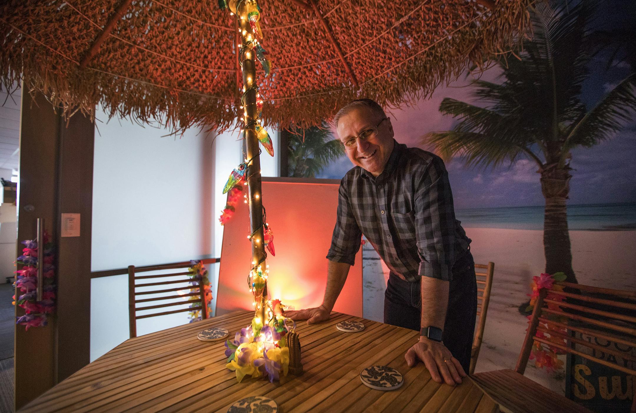 Microsoft engineer Dean Lester in the company's Tiki Bar conference room that he designed. Lester left Microsoft, then returned. (Steve Ringman/The Seattle Times/TNS)