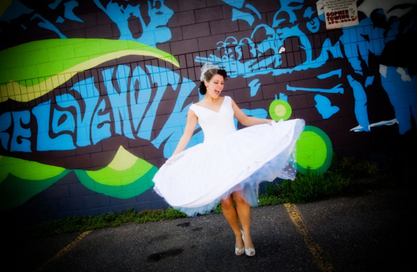 Abby Riley was married in a Audrey Hepburn-inspired dress by designer Stephanie James.