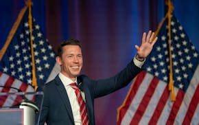 Candidate for Congress in MN-02, Tyler Kistner, spoke to the crowd at the Election Night Party at the DoubleTree Hotel in Bloomington.