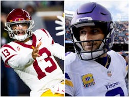 Think the Vikings should tank for USC do-it-all quarterback Caleb Williams (left)? Maybe give Kirk Cousins (right) and the current roster some more ti