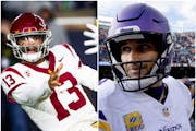 Think the Vikings should tank for USC do-it-all quarterback Caleb Williams (left)? Maybe give Kirk Cousins (right) and the current roster some more ti