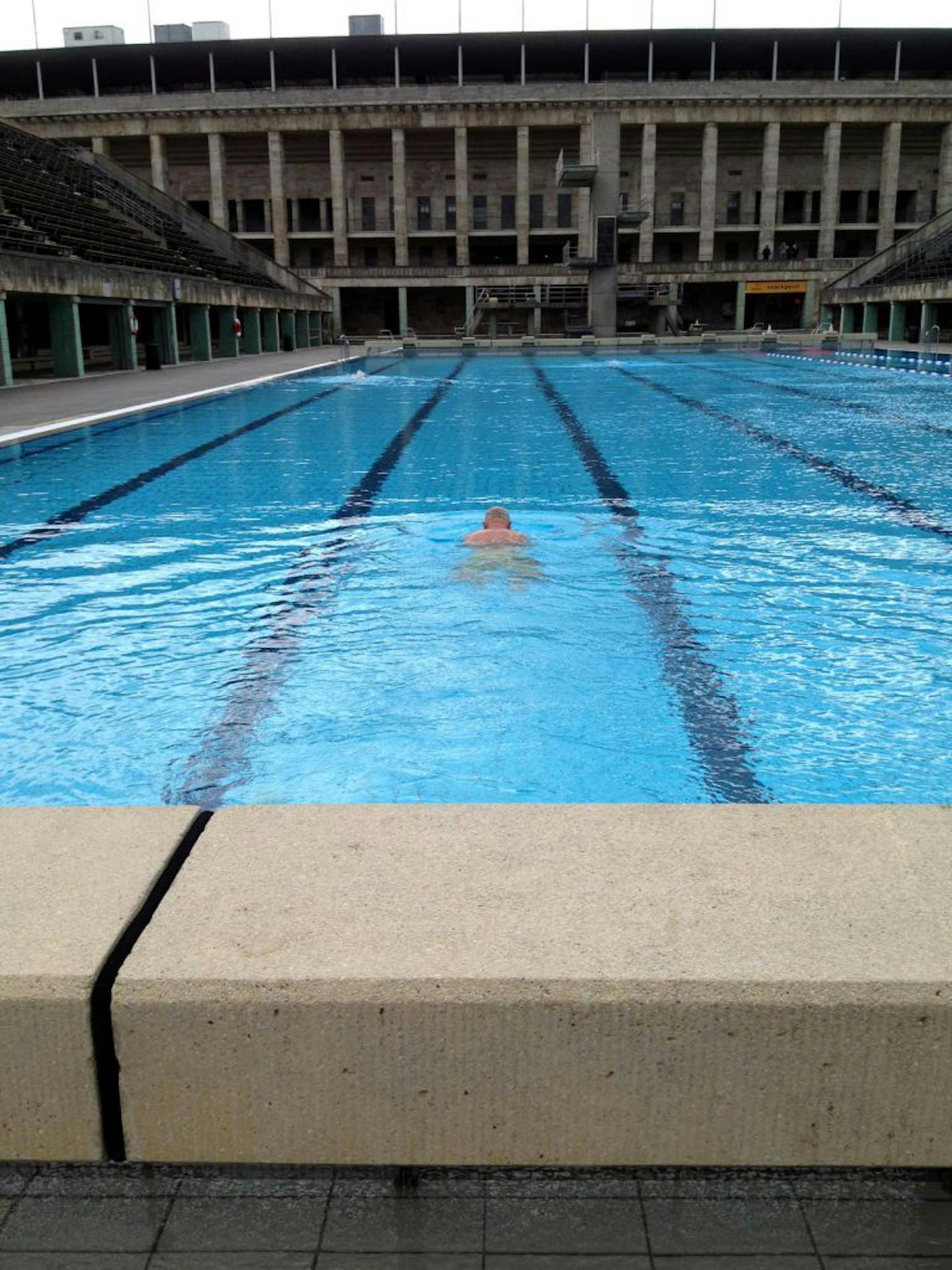 A swimmer at Berlin's Olympic Stadium.