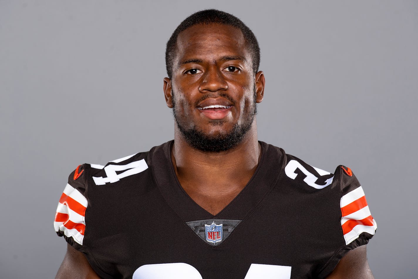 This is a 2020 photo of Nick Chubb of the Cleveland Browns NFL football team. This image reflects the Cleveland Browns active roster as of Saturday, Aug. 1, 2020 when this image was taken. (AP Photo)