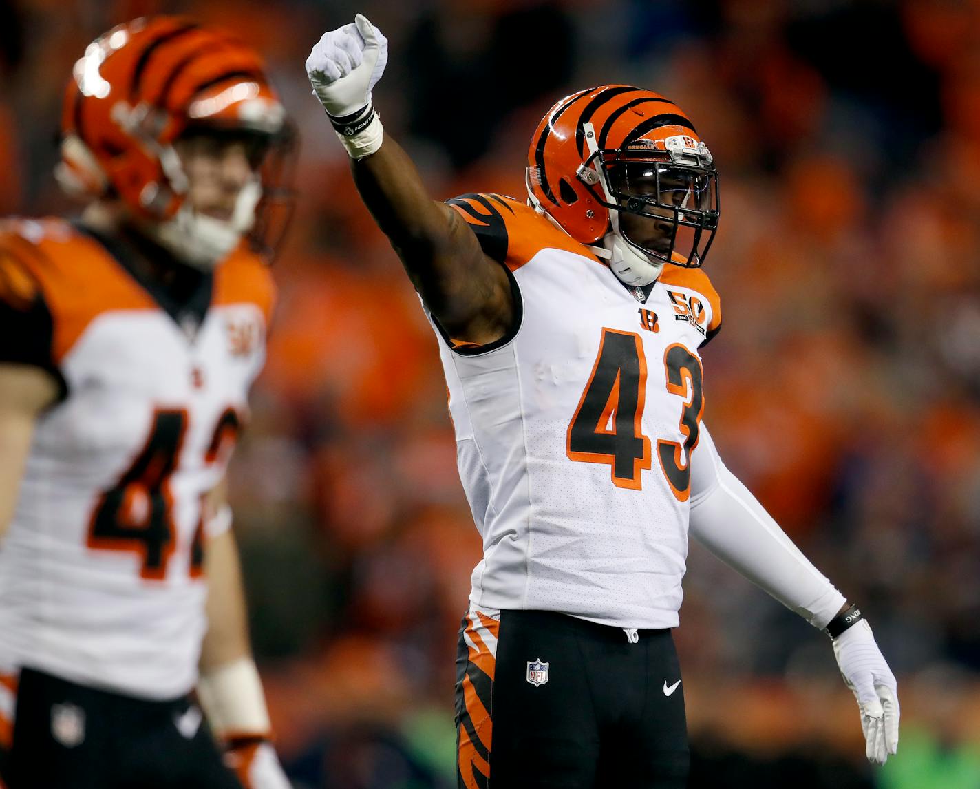 George Iloka celebrated during a game vs. the Broncos last season. Iloka, a safety, signed with the Vikings on Wednesday.