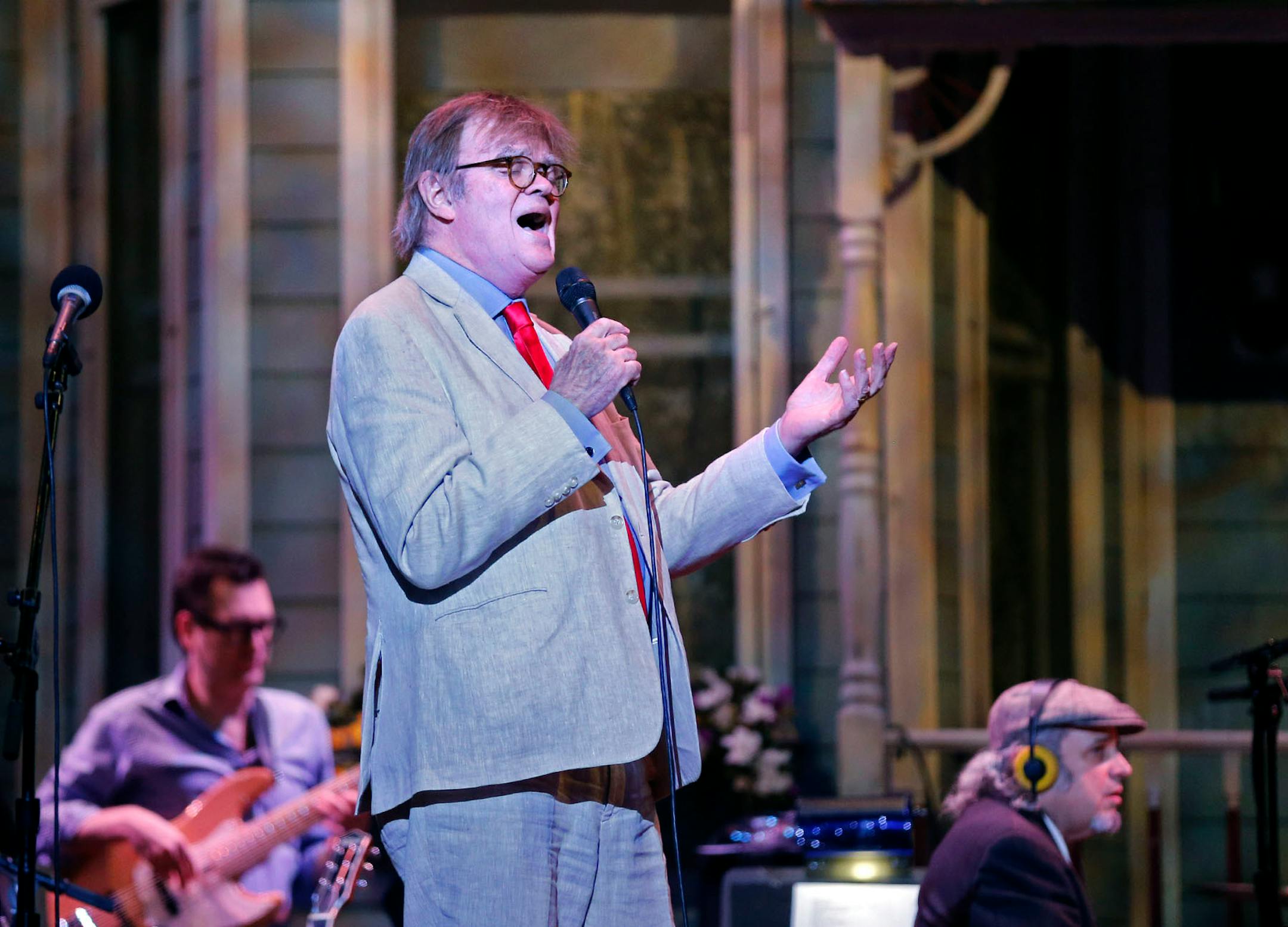 Garrison Keillor sings during the live broadcast at the State Theatre.