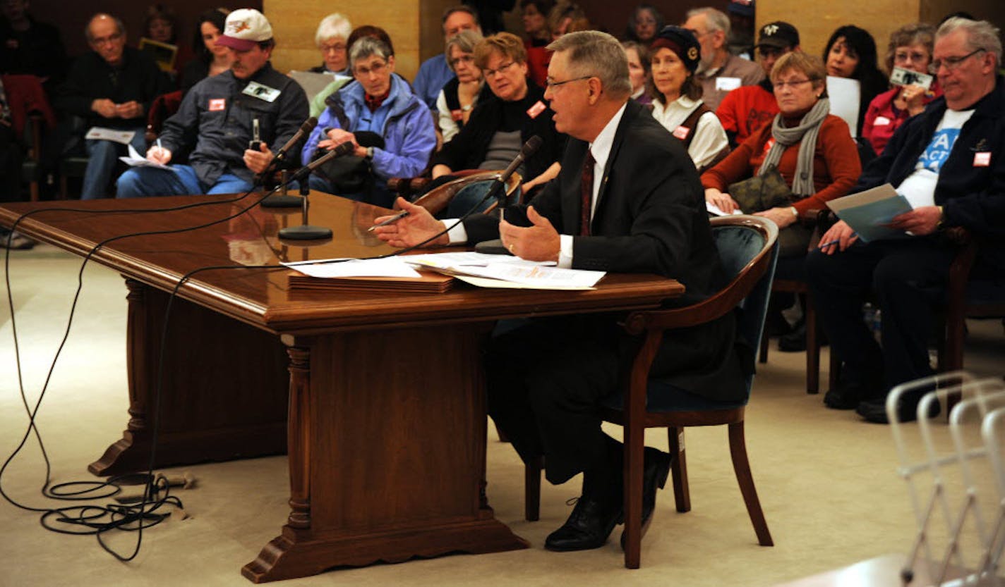 Sen. Scott Newman, R-Hutchinson, author of the photo ID amendment bill, testified during Wednesday's meeting of the Senate Local Government and Elections Committee.