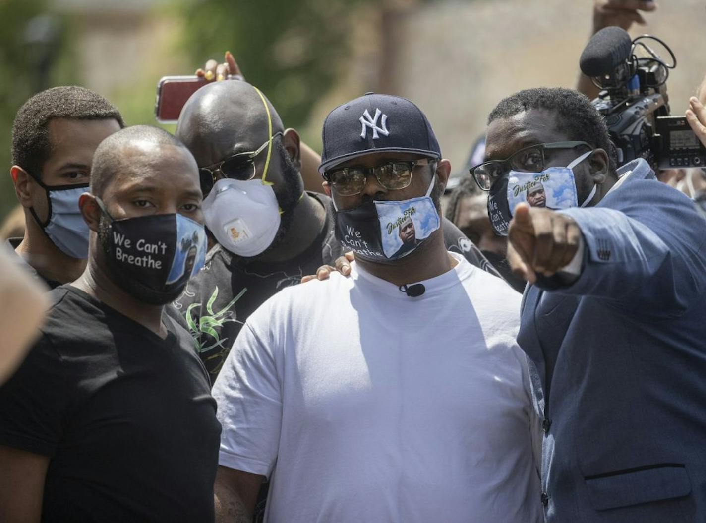 Terrence Floyd, the brother of the late George Floyd, was pointed the direction where his brother was killed at 38th and Chicago Avenue, Monday, June 1, 2020 in Minneapolis, MN. He was joined by Civil Rights leader Reverend Kevin McCall, the leader of Brooklyn, New York delegation including Civil Rights Attorney Sanford Rubenstein and Community Activist Chris Banks.