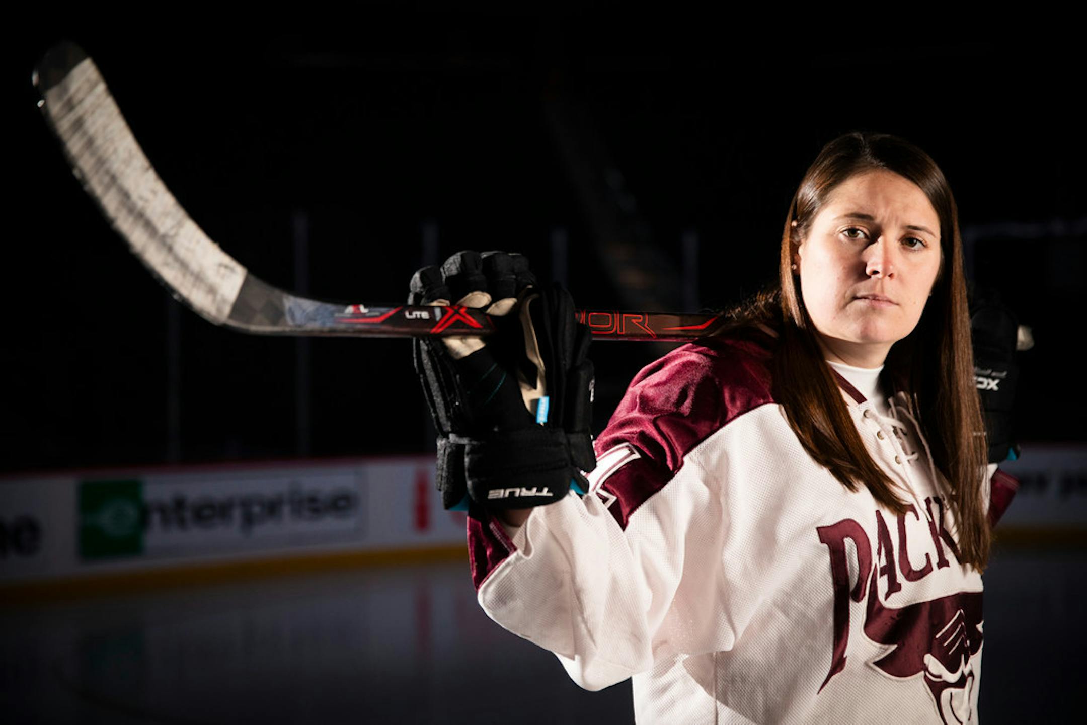 Maggie Fisher of the South St. Paul High School girls' hockey team ('02,'03,'05). Photo: Leila Navidi * leila.navidi@startribune.com