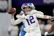 Vikings quarterback Nick Mullens was sacked four times, fumbled twice and threw four interceptions on Sunday against the Lions. 