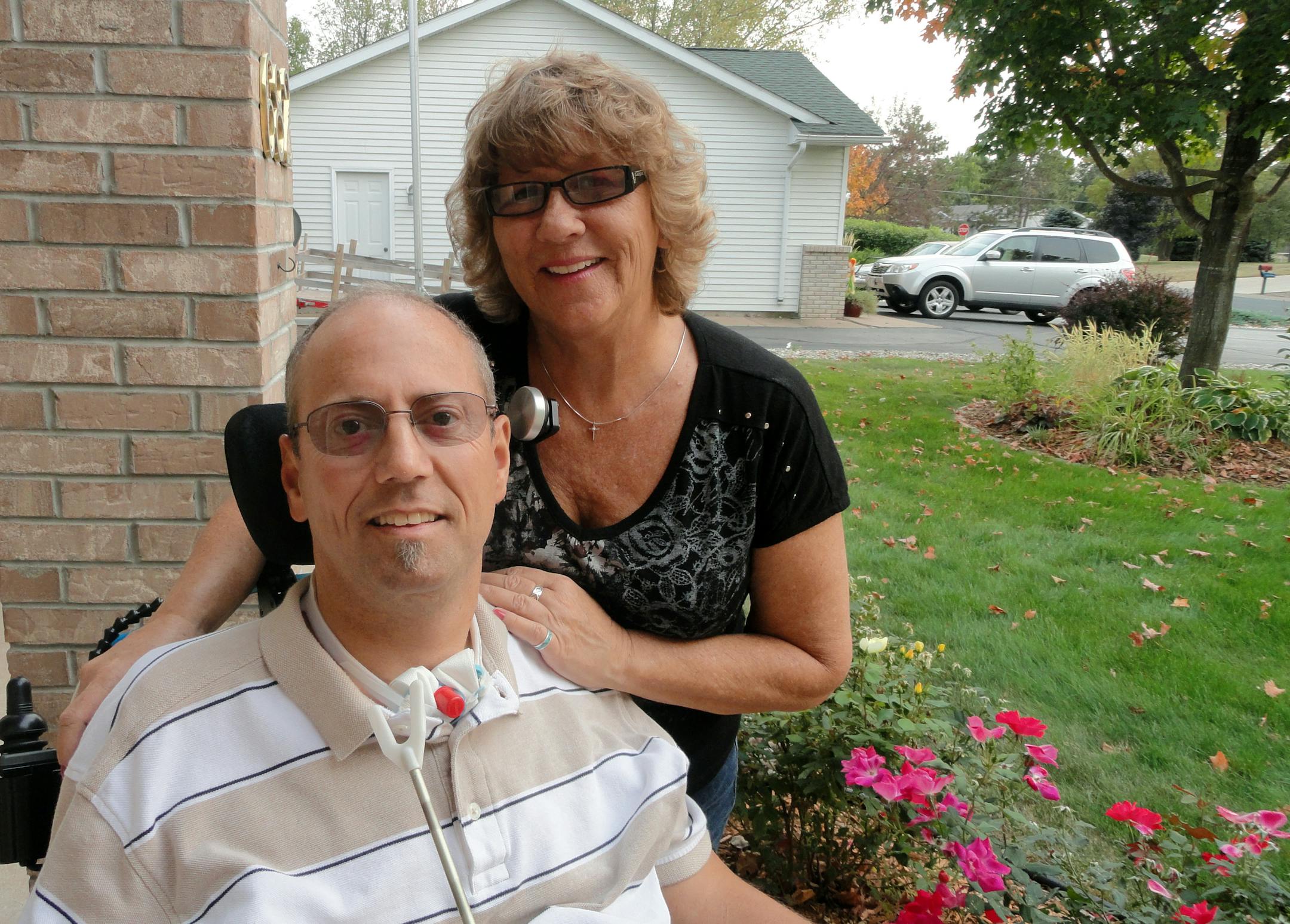 Polk County Deputy Michael J. Seversen was shot in the line of duty 23 years ago in a shootout with a suspect in western Wisconsin. He died Monday, April 14, 2014. Despite requiring a mechanically operated "sip and puff" wheelchair for the rest of his life, Seversen lived independently and remained active in the Sheriff's Office. He's pictured with a dear friend, Dawn Wright.