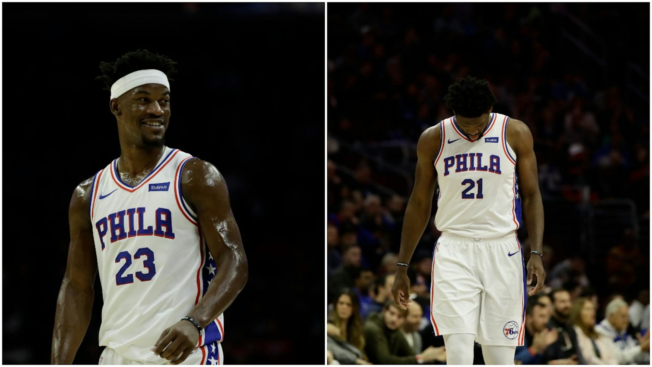 Jimmy Butler's transition into the Philadelphia offense hasn't been so smooth for 76ers star Joel Embiid, right.