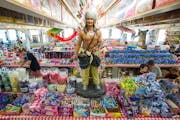 Customers picked out sweets at Minnesota's Largest Candy Store. The store is one of Jordan's biggest commercial attractions and lies right along Highw