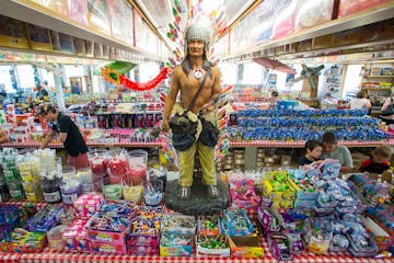 Customers picked out sweets at Minnesota's Largest Candy Store. The store is one of Jordan's biggest commercial attractions and lies right along Highw