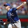 Kansas City Royals relief pitcher Matthew Strahm delivers to the Texas Rangers during the seventh inning of a baseball game, Sunday, July 31, 2016, in