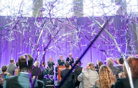 Confetti is launched into the air at a kick-off event Tuesday, Jan. 17, 2023 at the Anderson Student Center on the campus of St. Thomas University St.