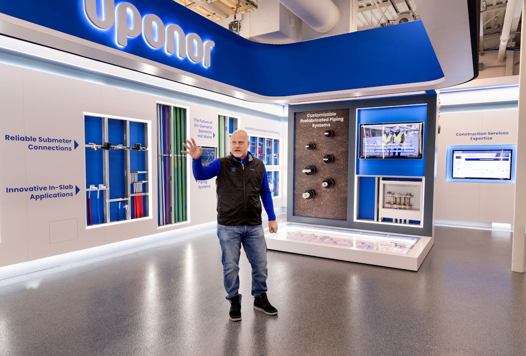 Director of Training Des Clancy gave a tour of Uponor's new experience center in Apple Valley earlier this month. CARLOS GONZALEZ • carlos.gonzalez@startribune.com